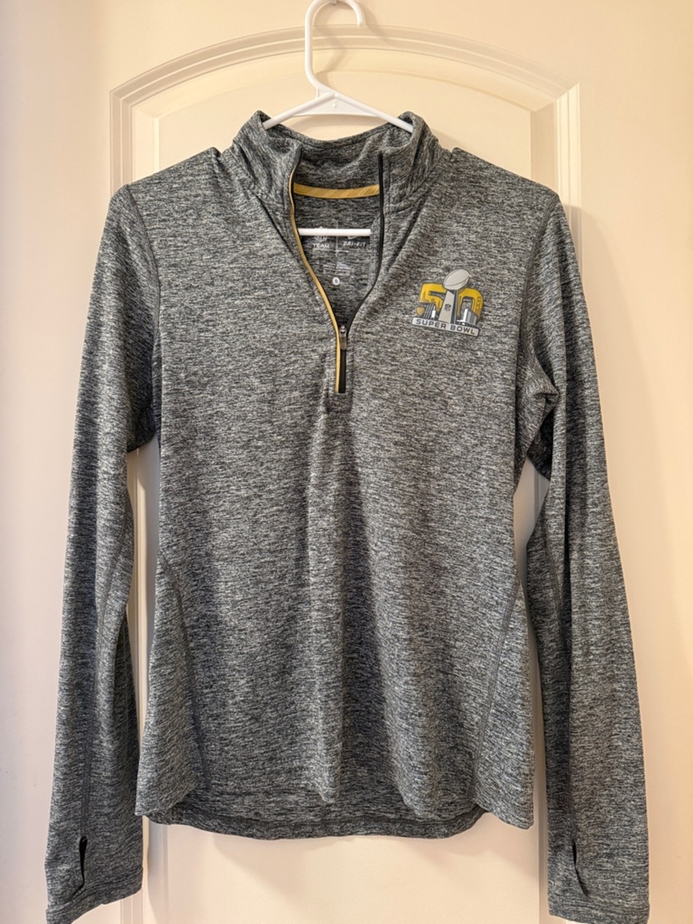 Gray Super Bowl 50 Heathered Quarter Zip Pullover